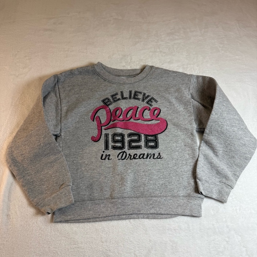Hanes Gray Sweatshirt with Pink Text